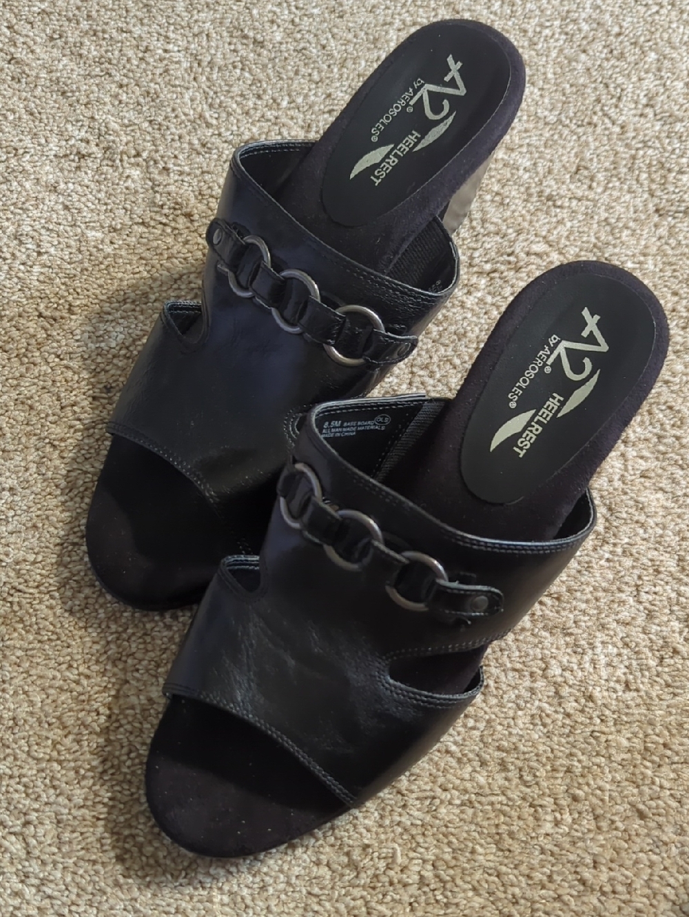 A2 By Aerosoles Black Chain-Accent Slide Mules